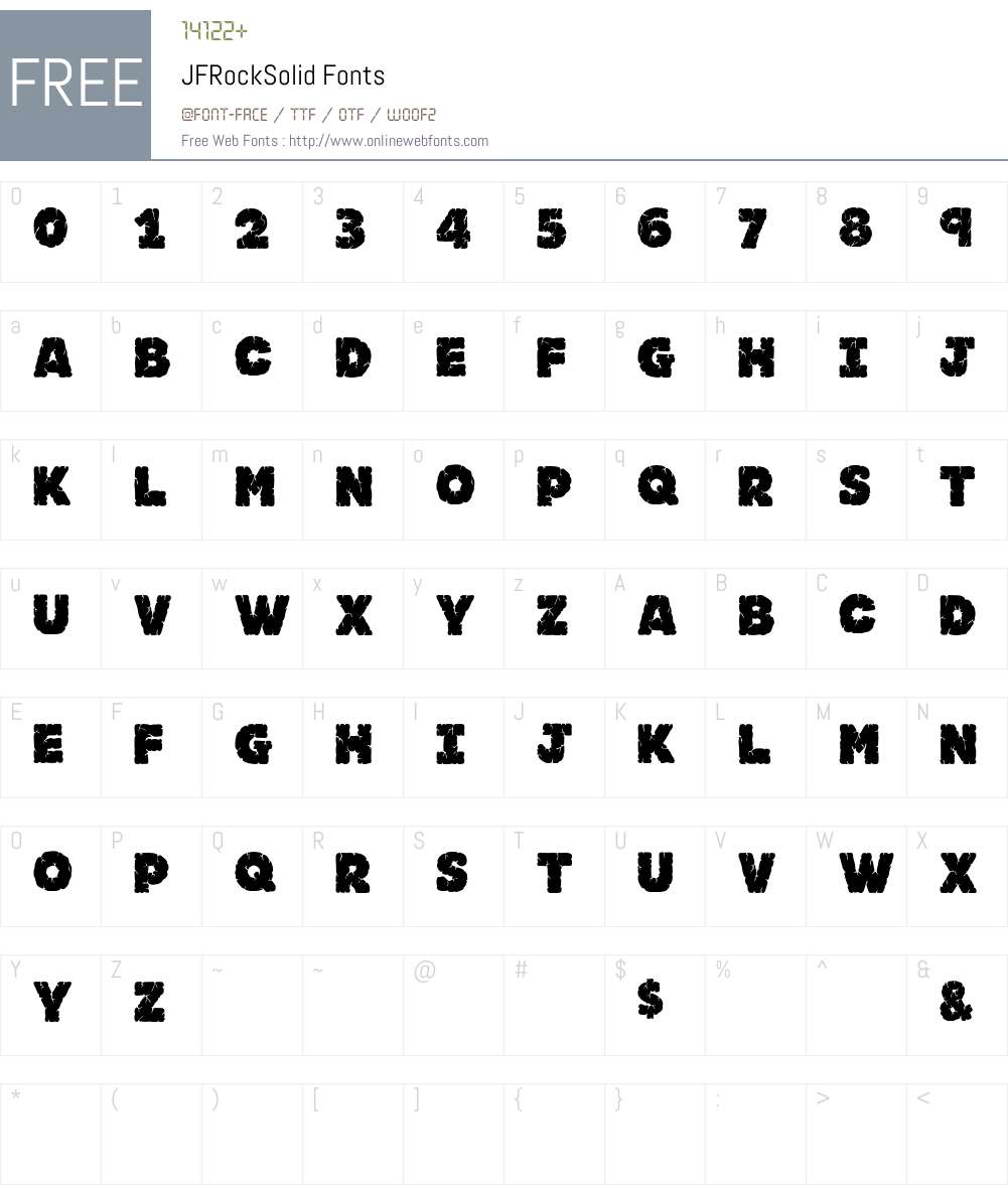 JFRockSolid Font Screenshots
