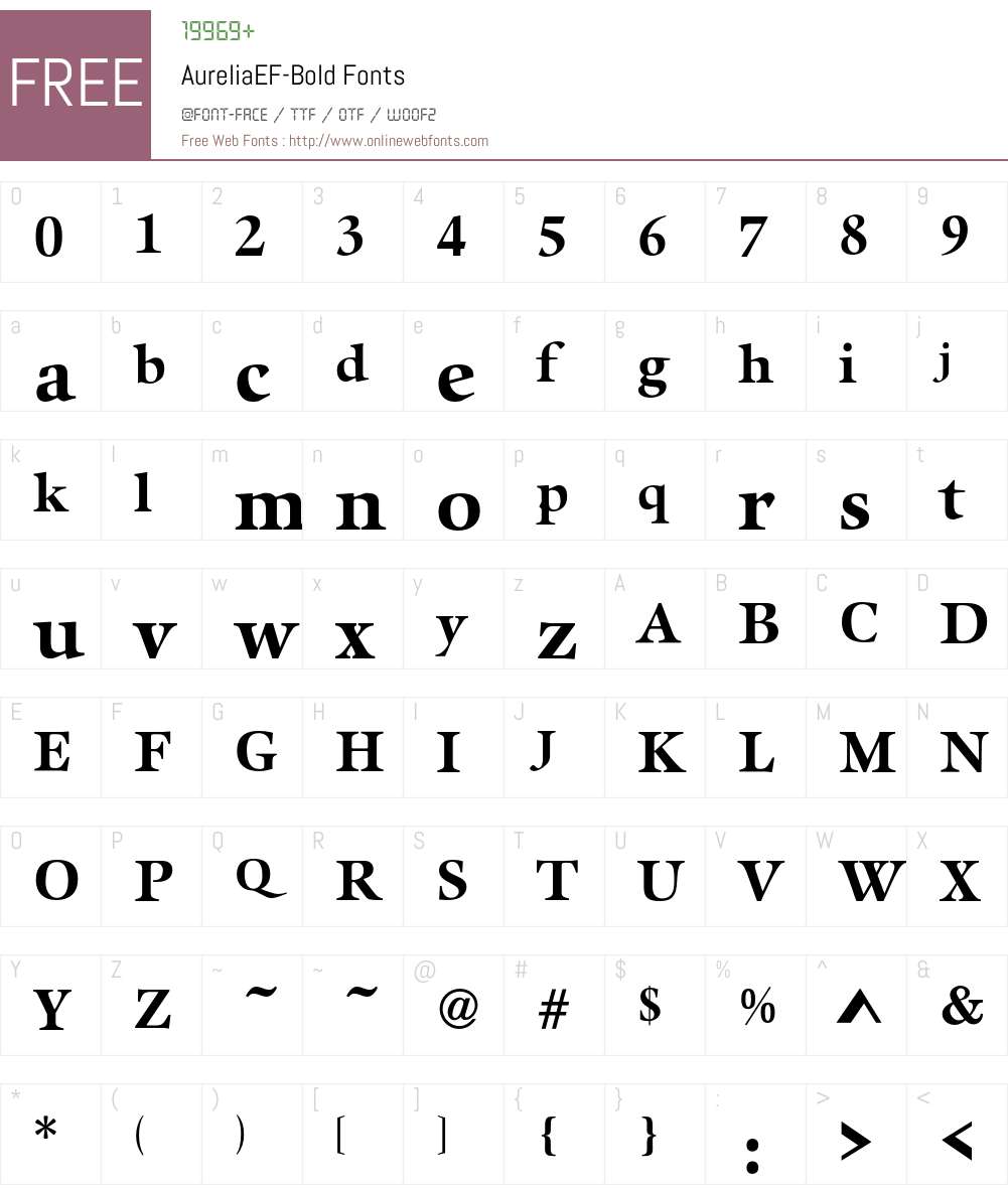 AureliaEF Font Screenshots