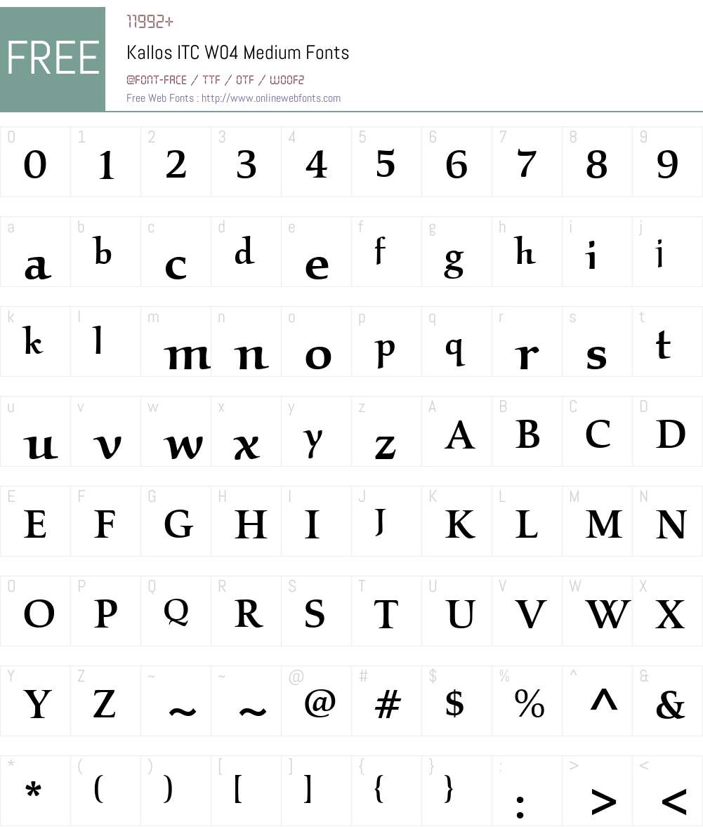 ITC Kallos Font Screenshots