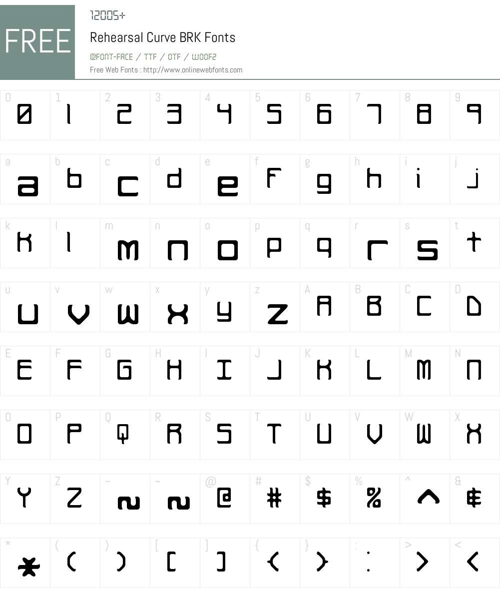 Rehearsal Curve BRK Font Screenshots