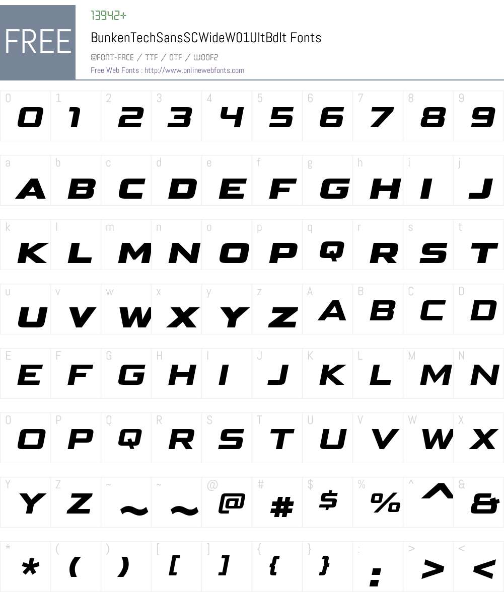 BunkenTechSansSCWideW01-UltBdIt Font Screenshots