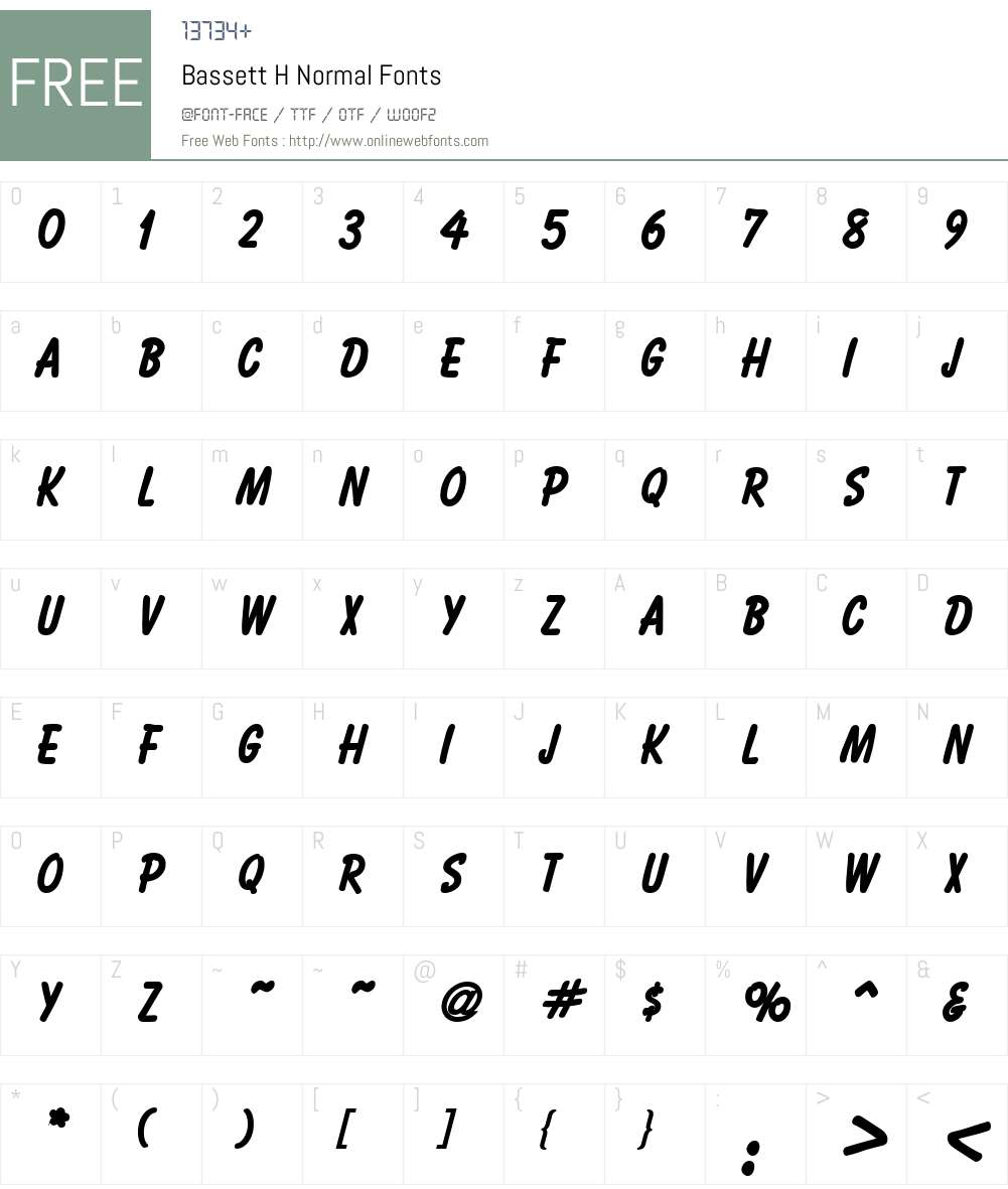 Bassett H Font Screenshots