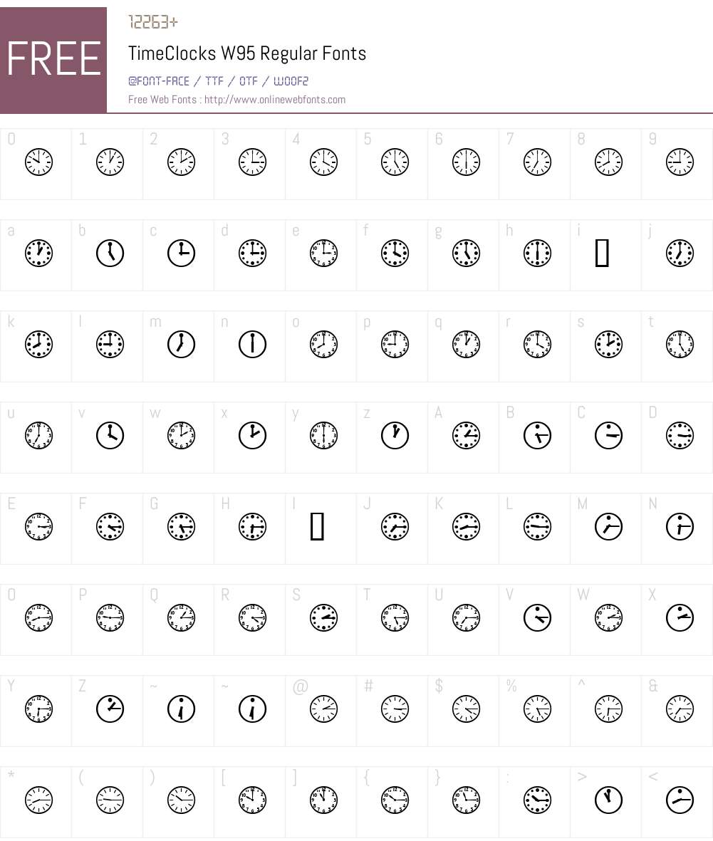 TimeClocks Font Screenshots