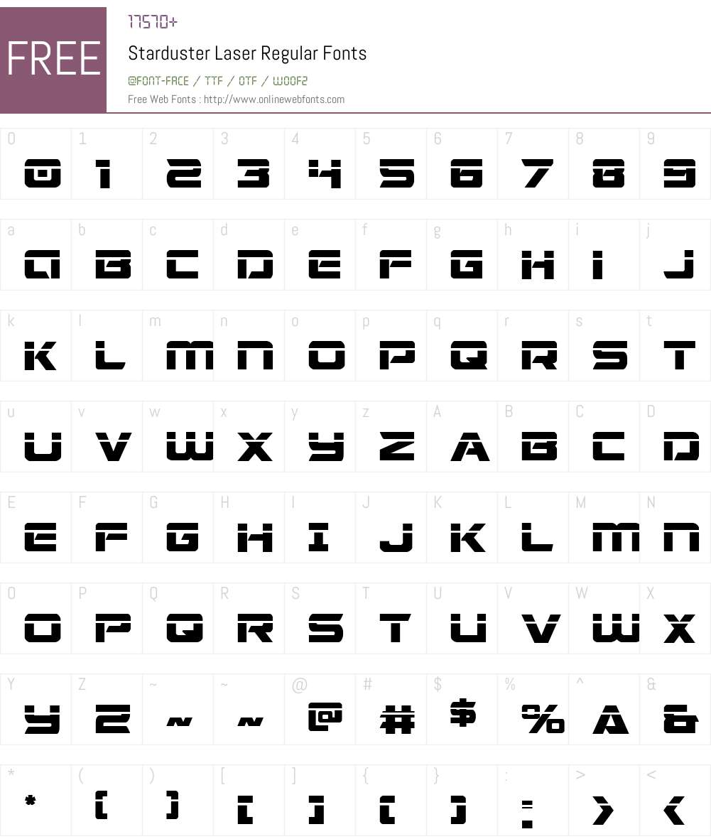 Starduster Laser Font Screenshots