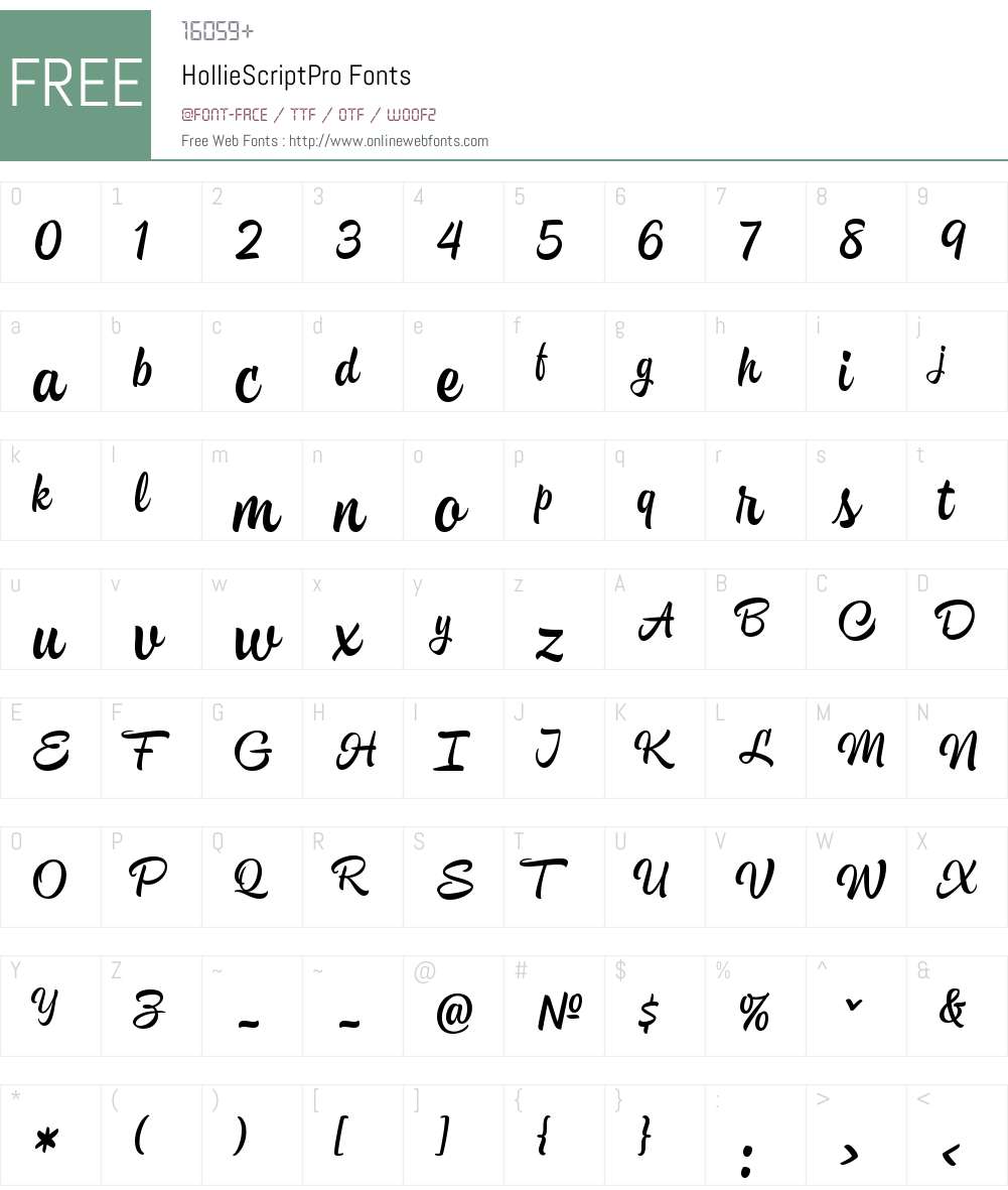 Hollie Script Pro Font Screenshots