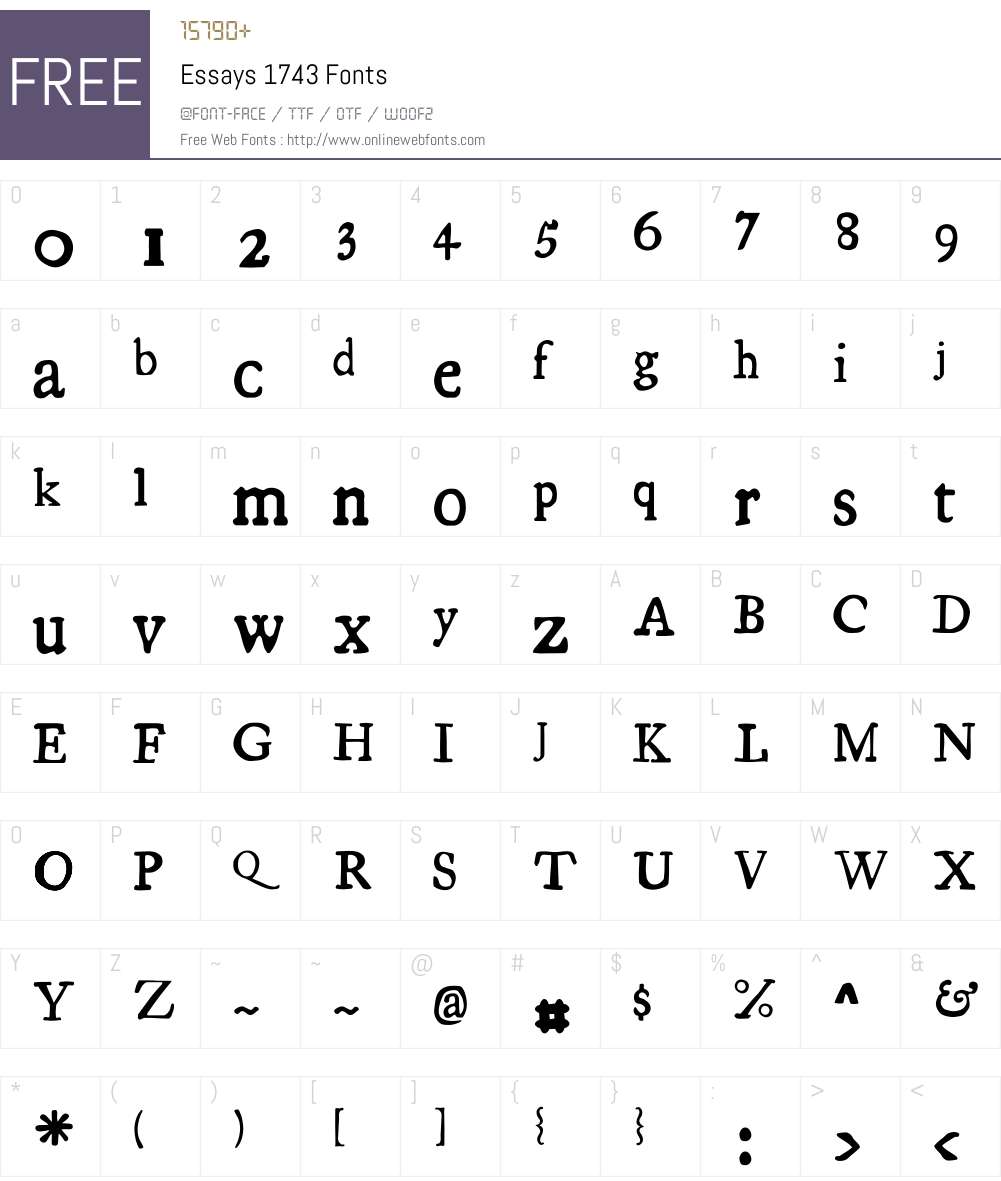 Essays1743 Font Screenshots