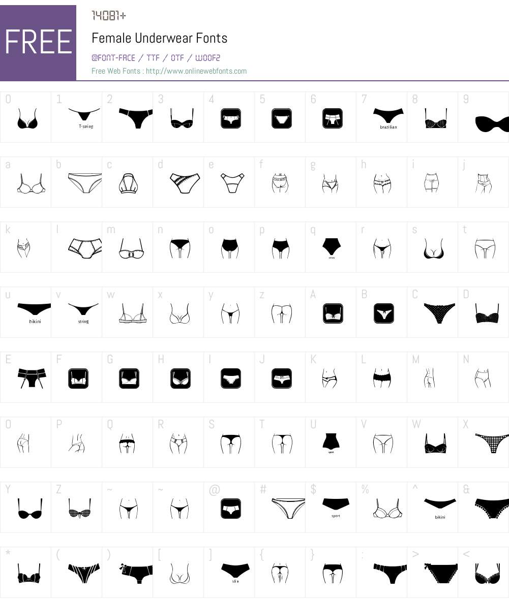 Female Underwear Font Screenshots