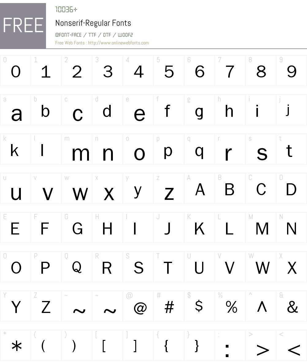 Nonserif Font Screenshots