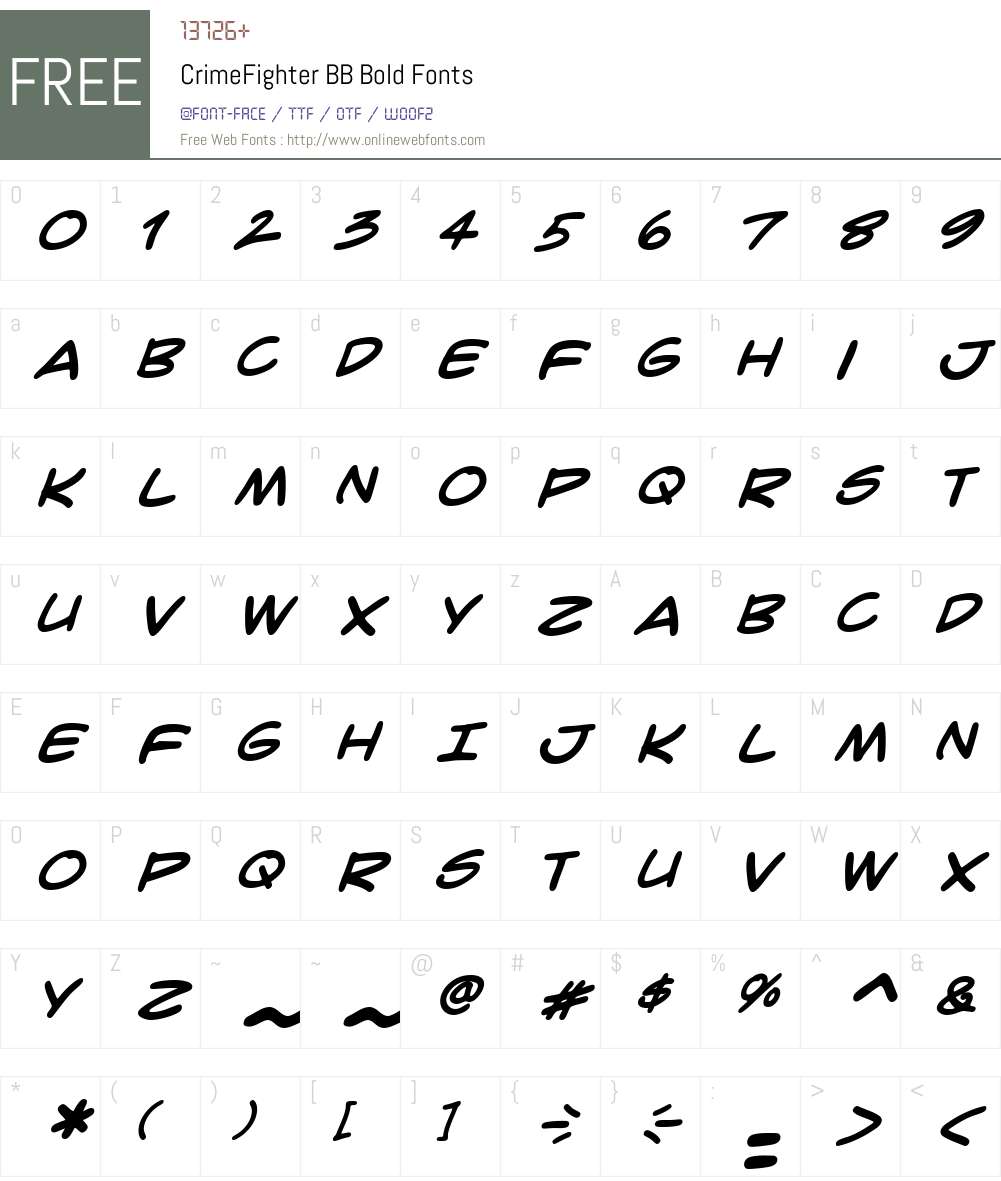CrimeFighter BB Font Screenshots