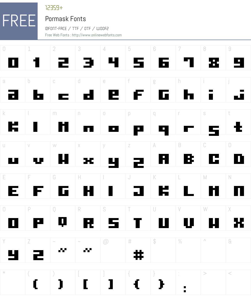 Pormask Font Screenshots