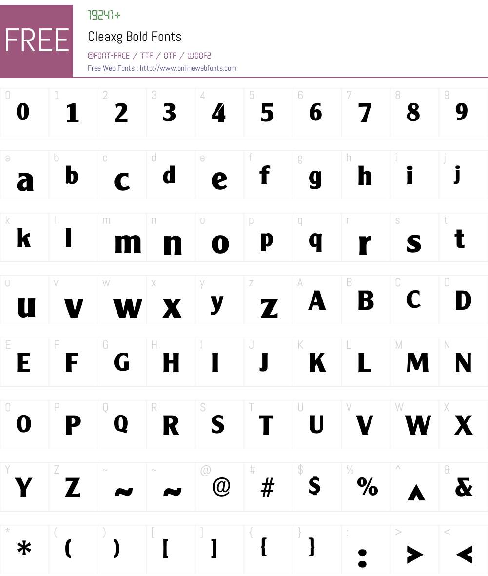 Cleaxg Font Screenshots