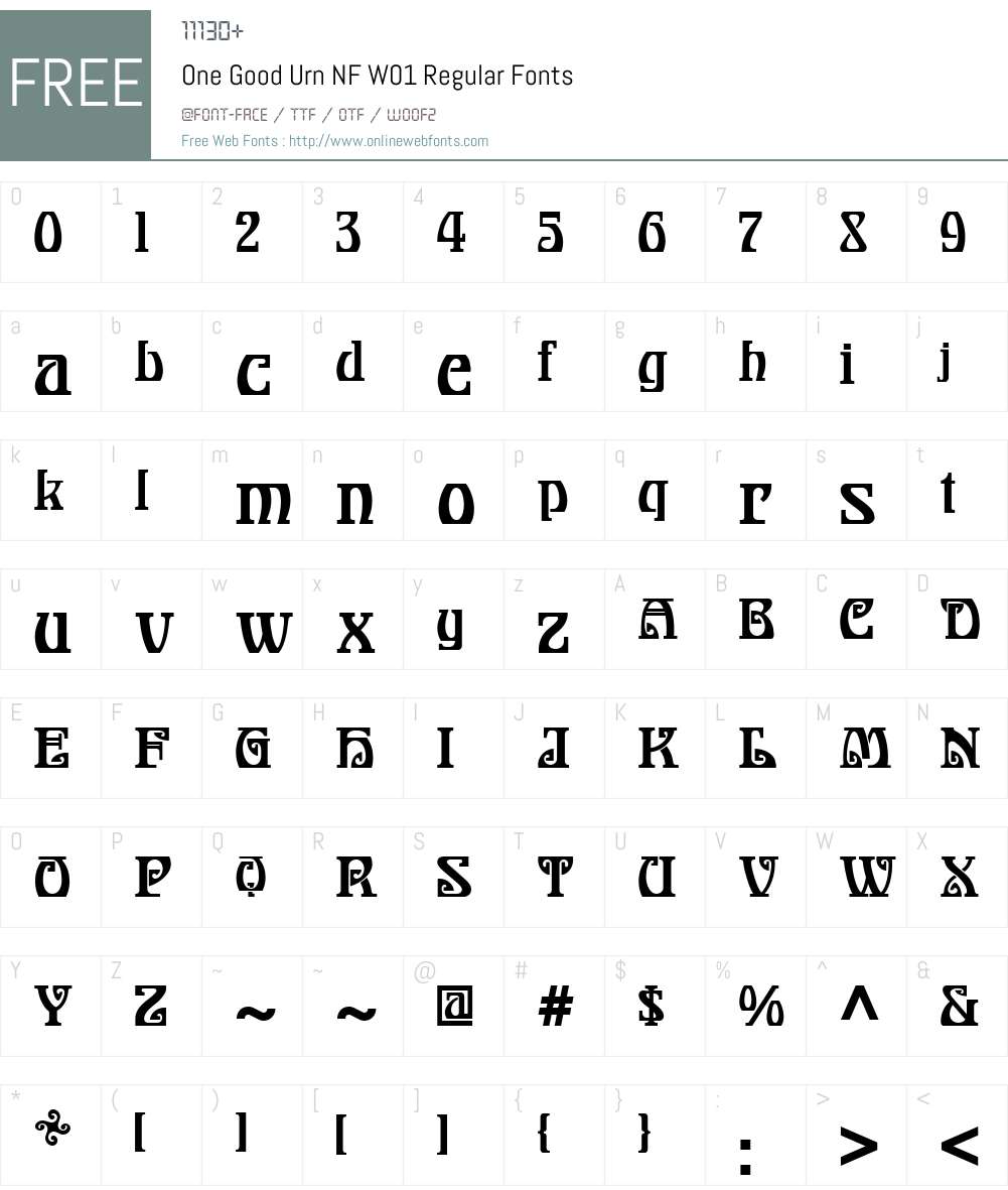 OneGoodUrnNFW01-Regular Font Screenshots