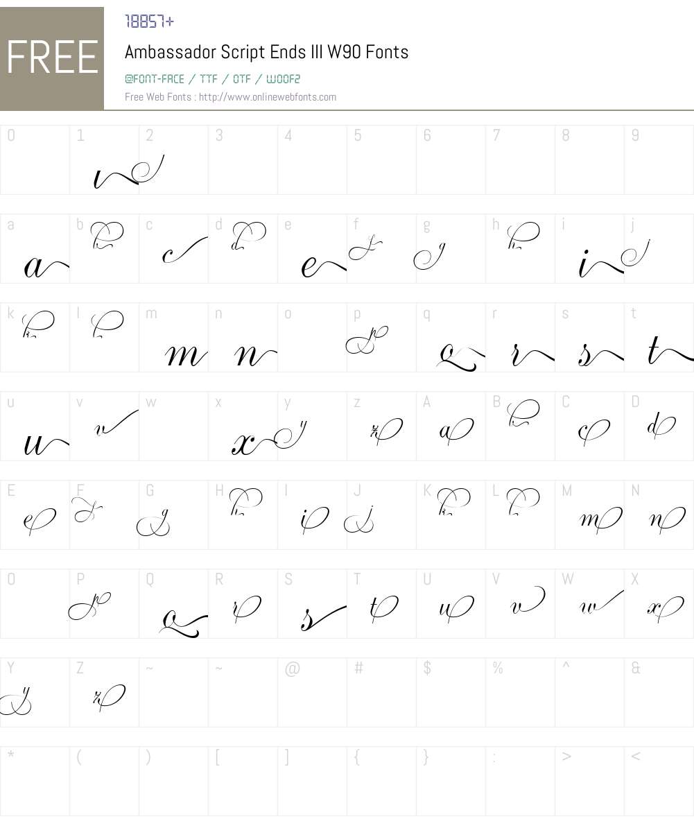 AmbassadorScriptEndsIIIW Font Screenshots