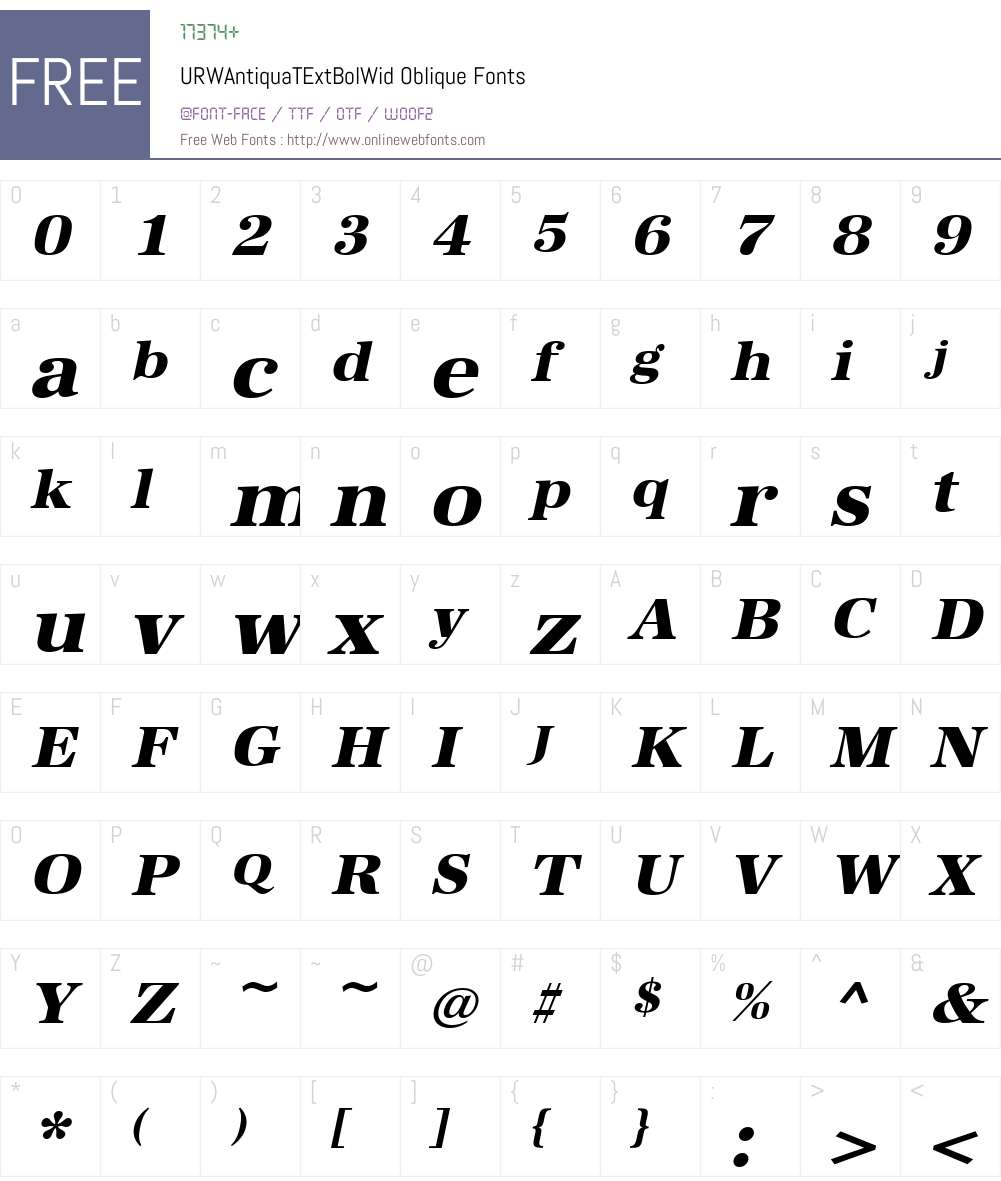 URWAntiquaTExtBolWid Font Screenshots