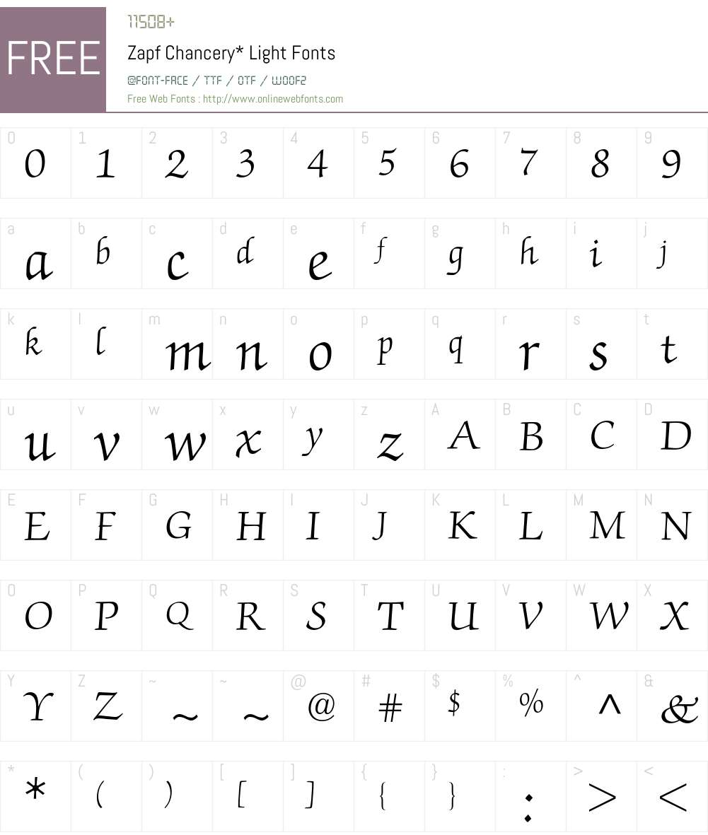Zapf Chancery BQ Font Screenshots