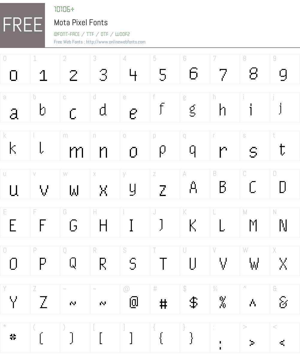 Mota Pixel Font Screenshots