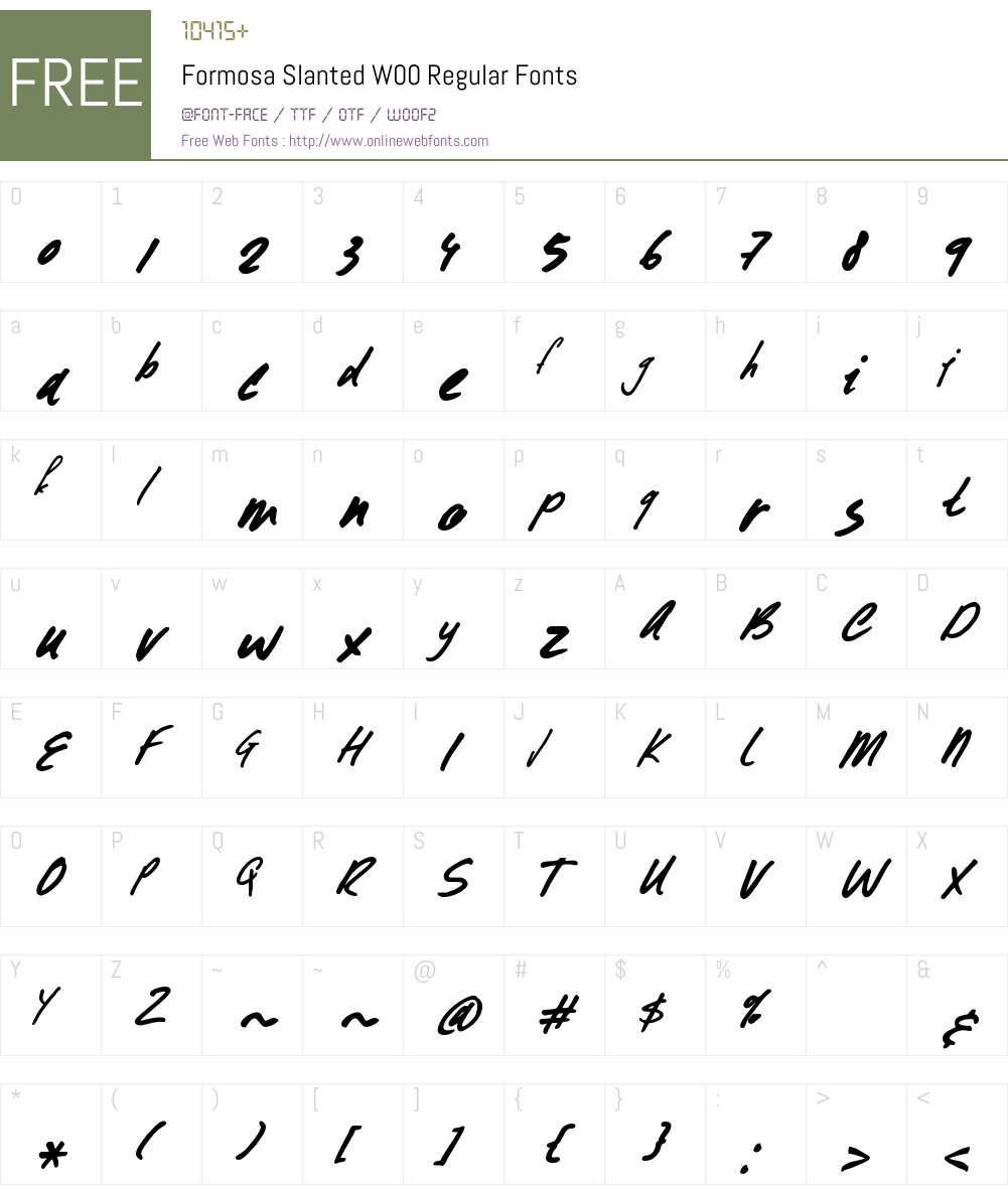 FormosaSlantedW00-Regular Font Screenshots