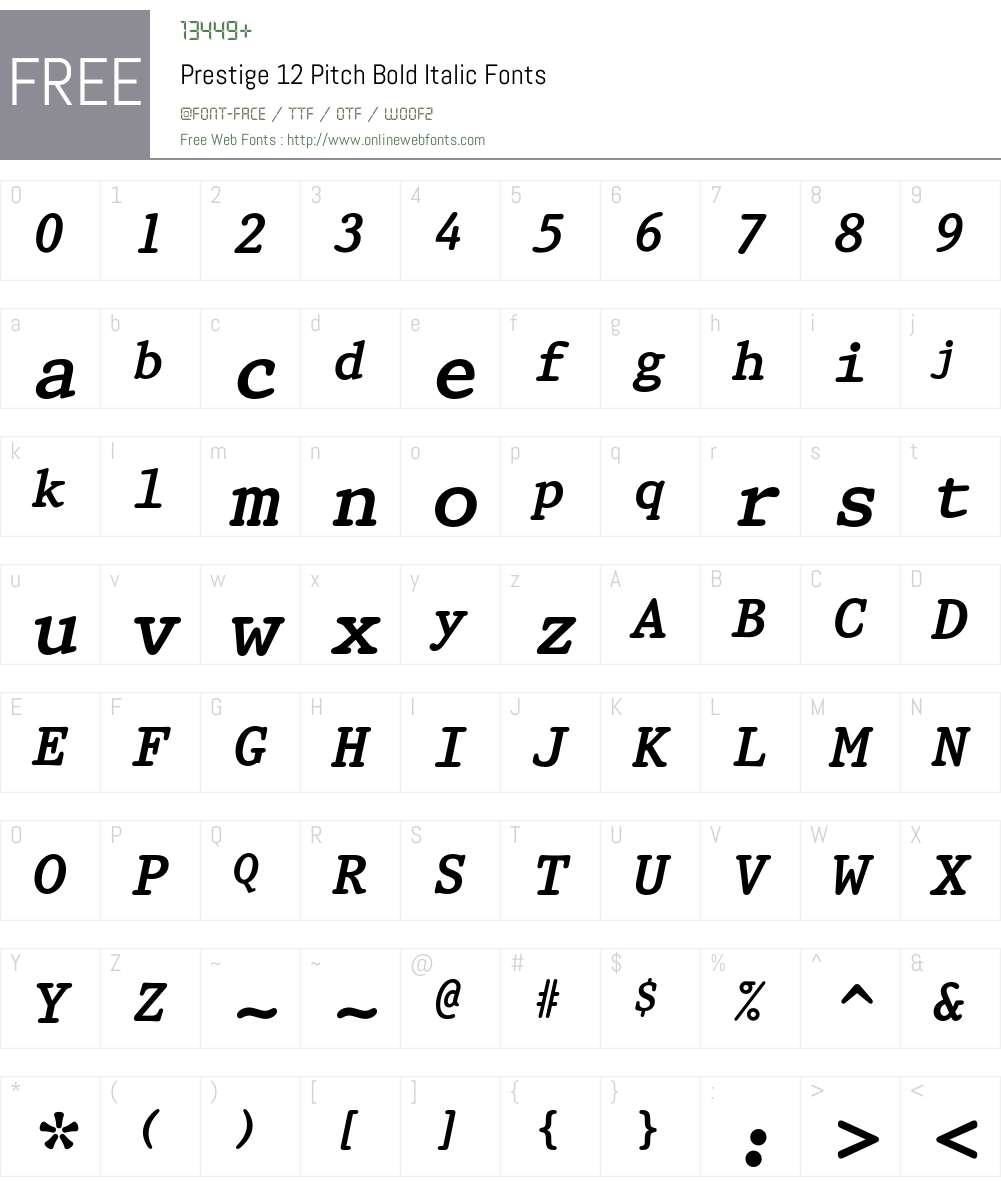 Prestige 12 Pitch Font Screenshots