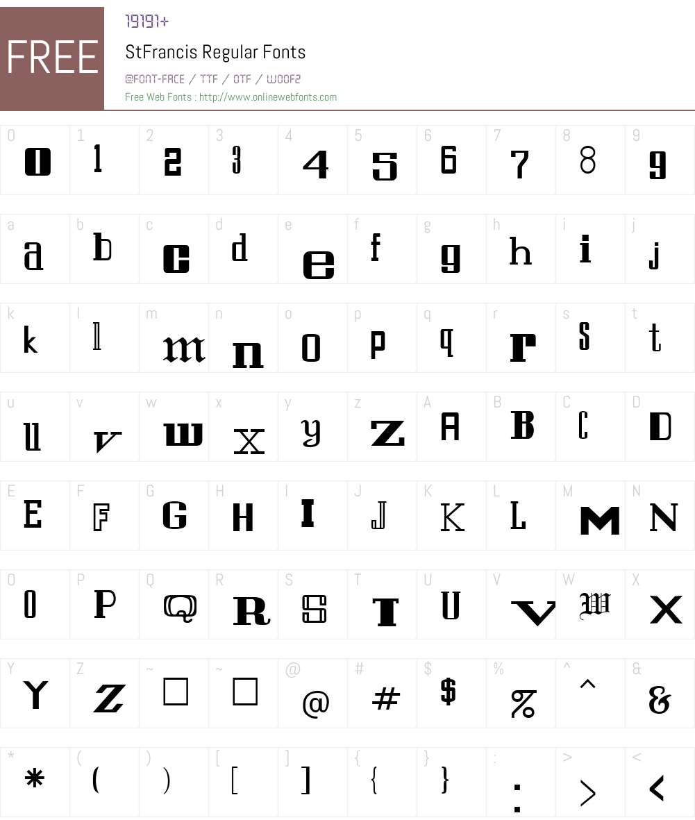 StFrancis Font Screenshots
