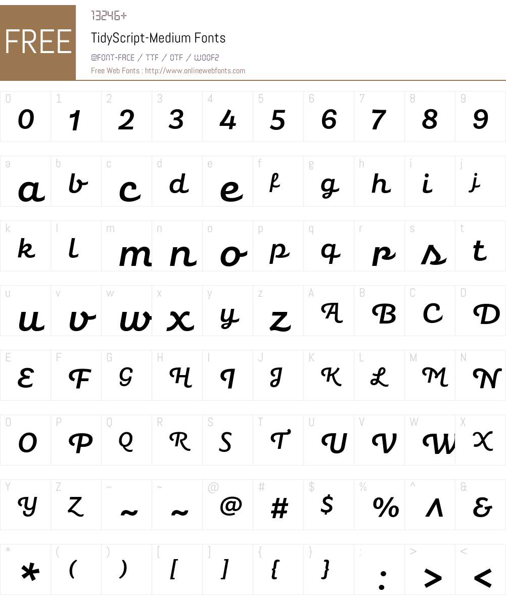 Tidy Script Medium Font Screenshots