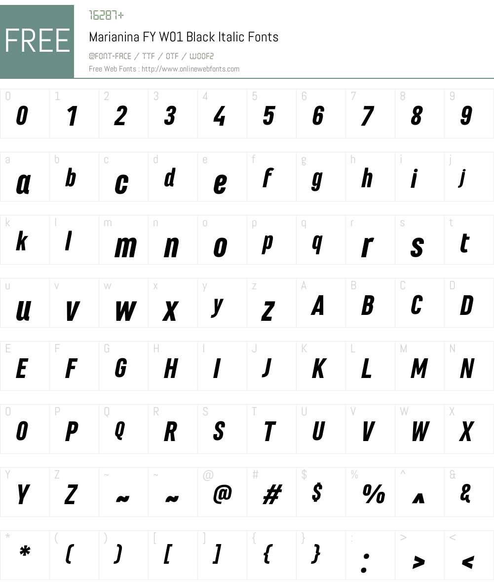MarianinaFYW01-BlackItalic Font Screenshots