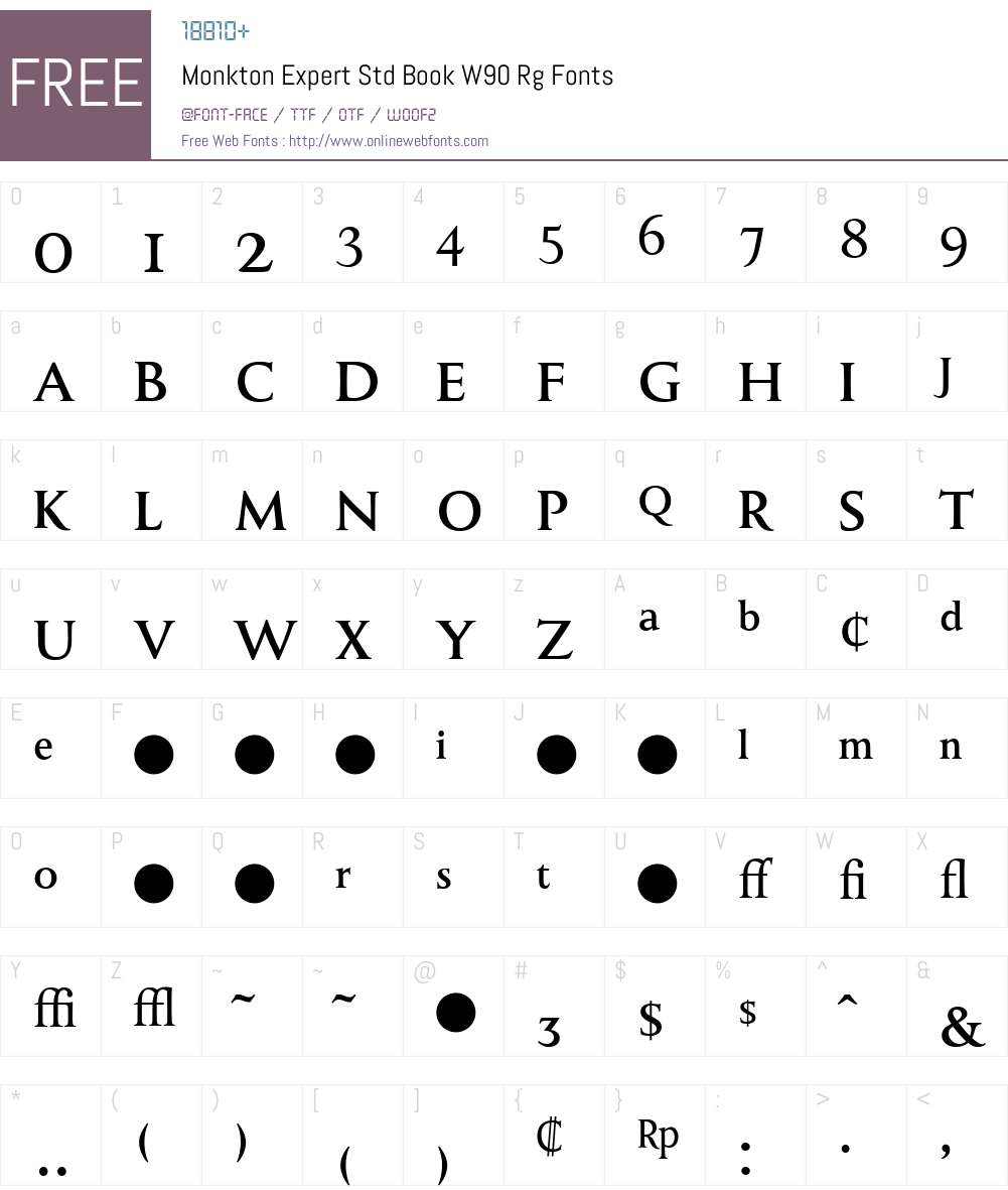 MonktonExpertStdBookW90-Rg Font Screenshots