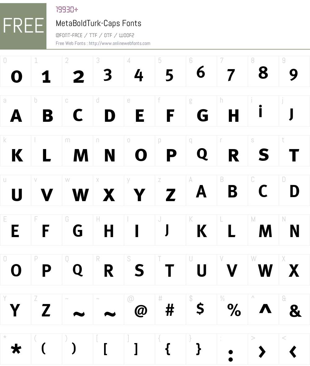 MetaBoldTurk Font Screenshots
