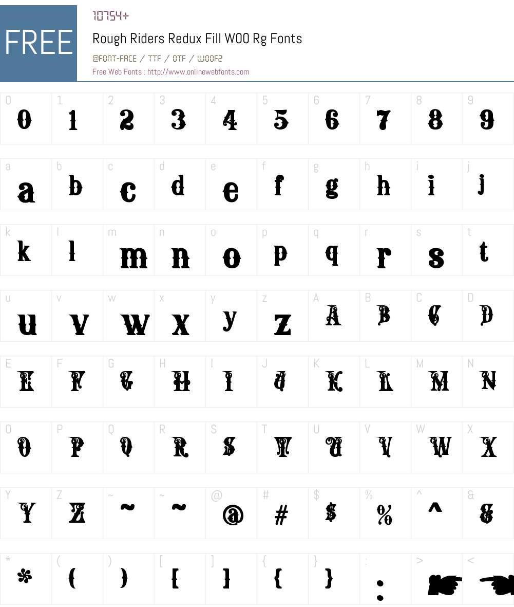 RoughRidersReduxFillW00-Rg Font Screenshots