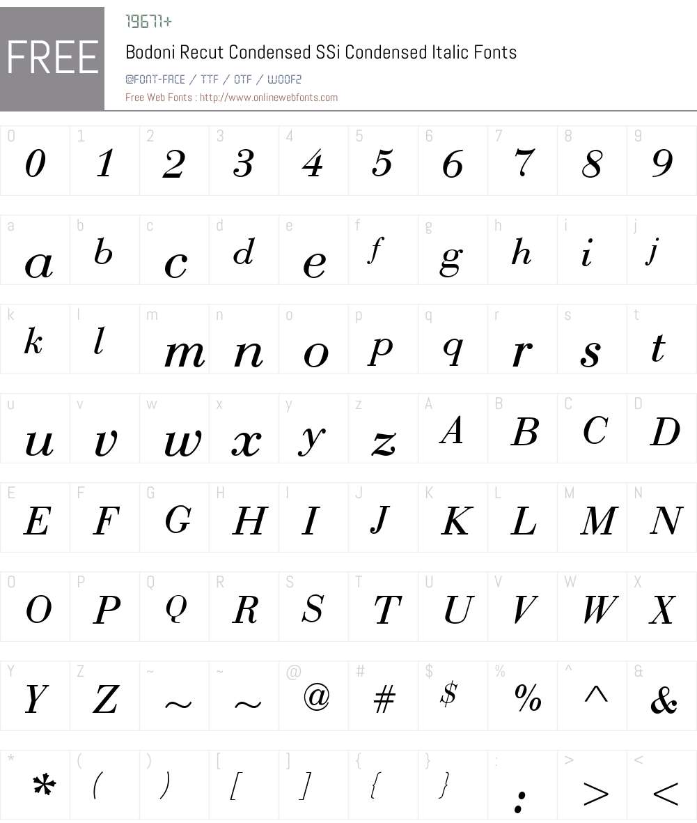 Bodoni Recut Condensed SSi Font Screenshots