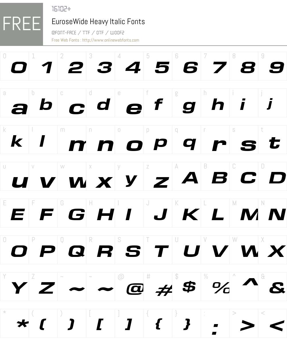 EuroseWide Heavy Font Screenshots
