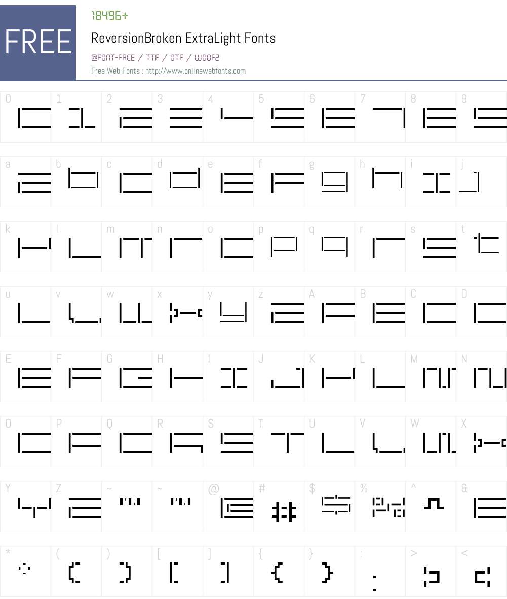 ReversionBroken Font Screenshots