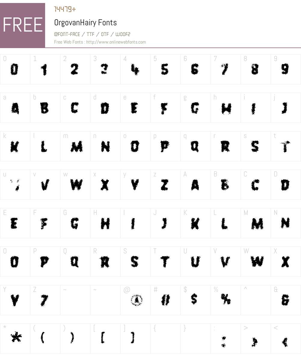 OrgovanHairy Font Screenshots