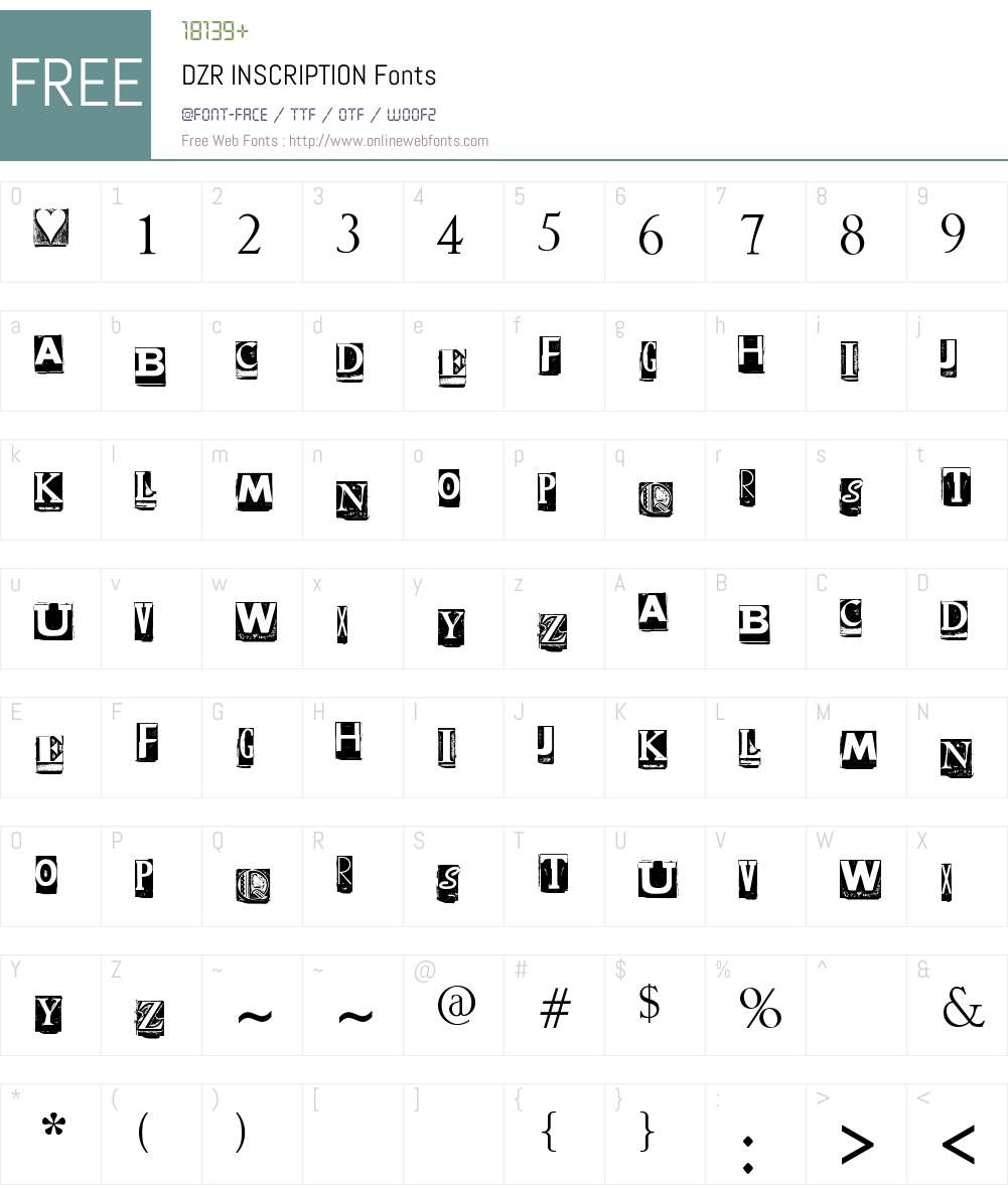 DZR INSCRIPTION Font Screenshots