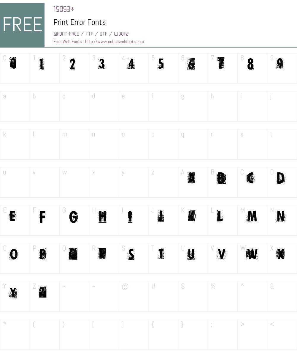 Print Error Font Screenshots