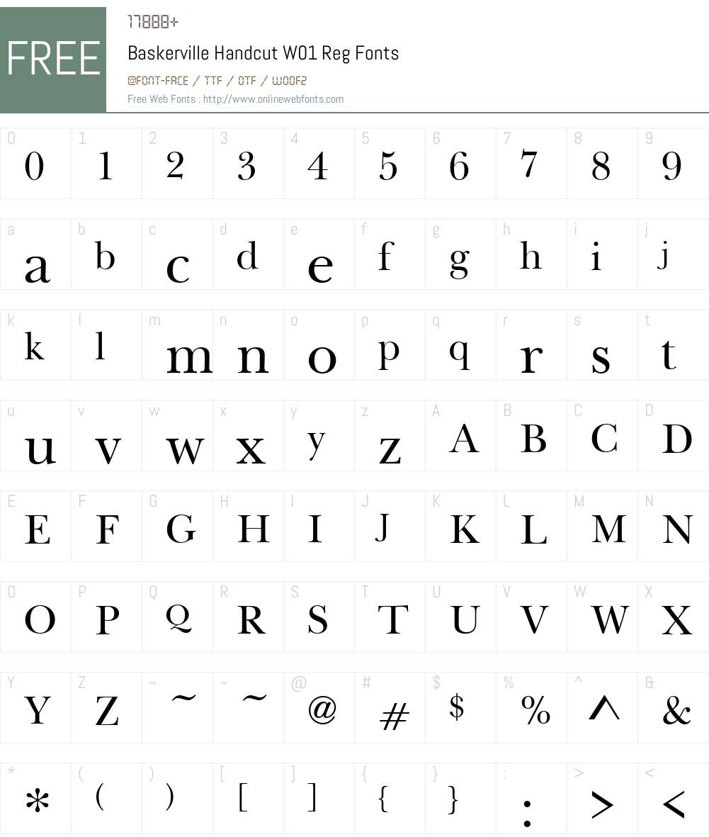 BaskervilleHandcutW01-Reg Font Screenshots