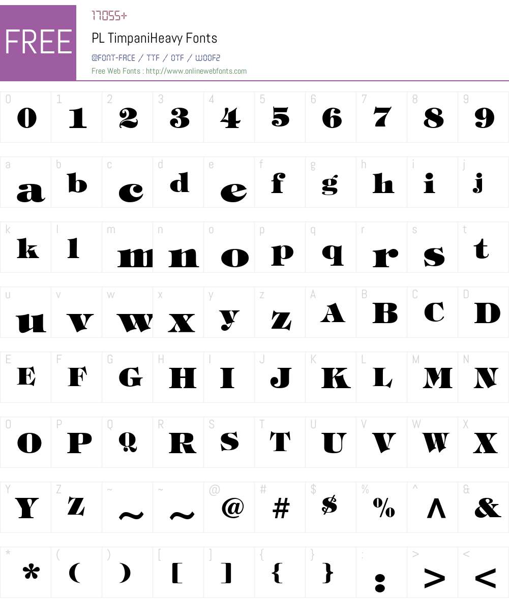 PL TimpaniHeavy Font Screenshots