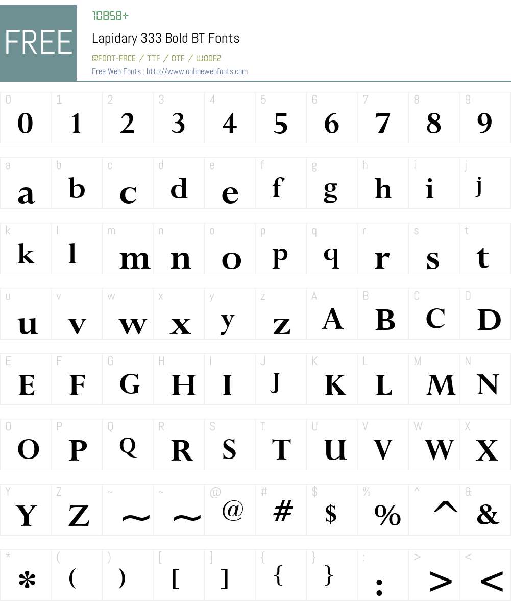 Lapidary333 BT Font Screenshots