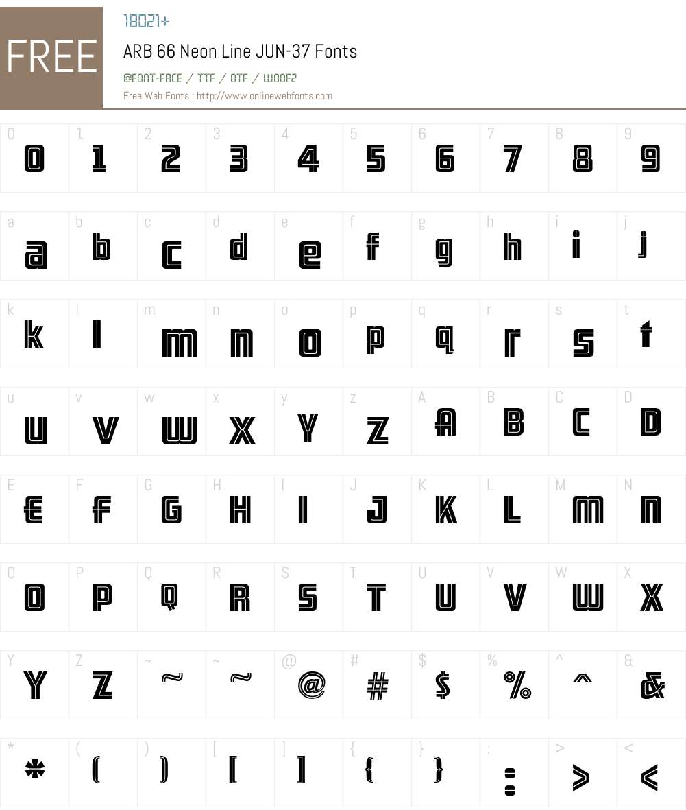 ARB 66 Neon Line JUN-37 Font Screenshots