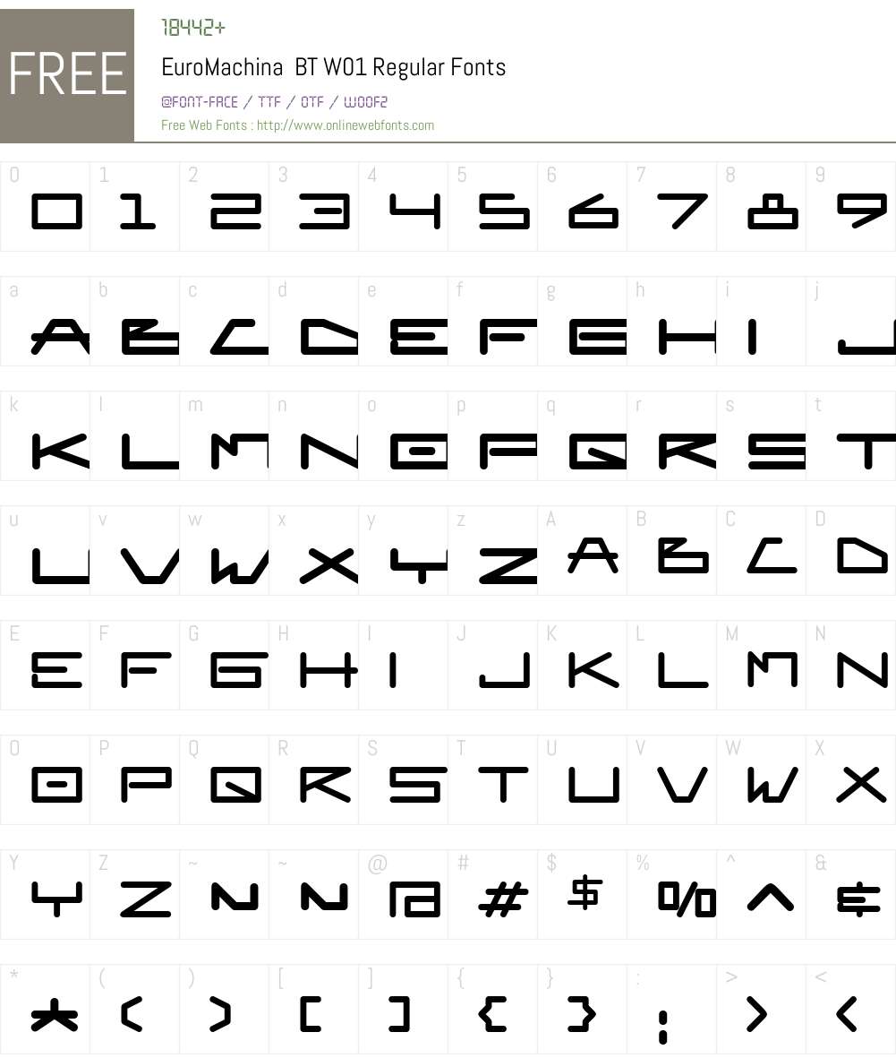 EuroMachinaBTW01-Regular Font Screenshots