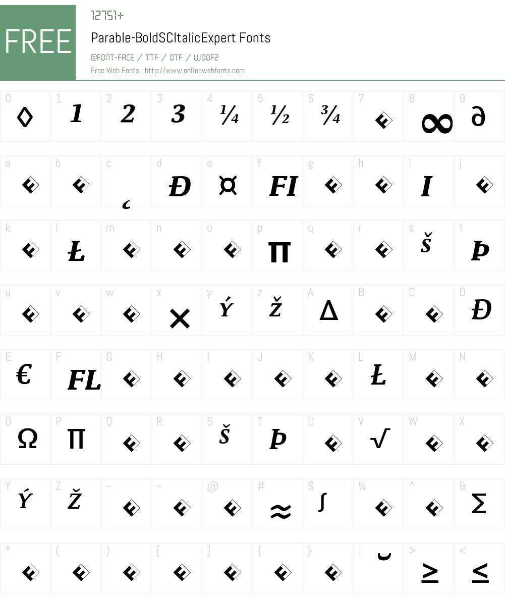 Parable-BoldSCItalicExpert Font Screenshots