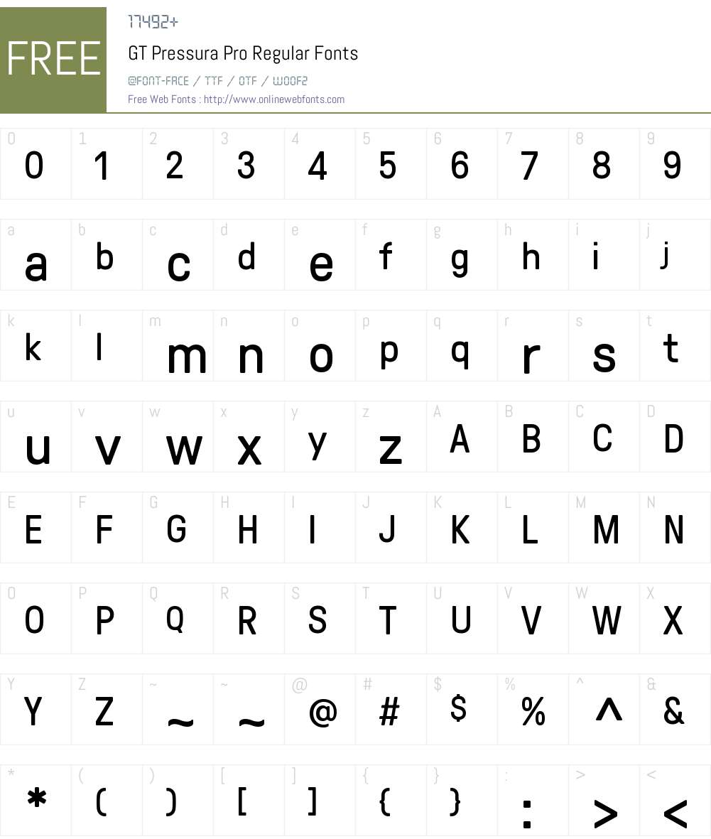GT Pressura Pro Font Screenshots