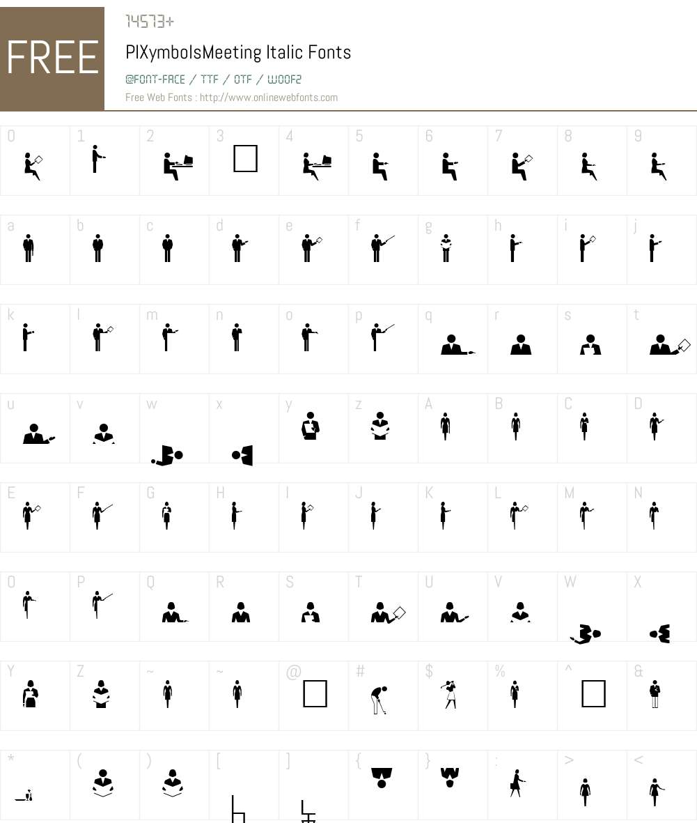PIXymbolsMeeting-Italic Font Screenshots