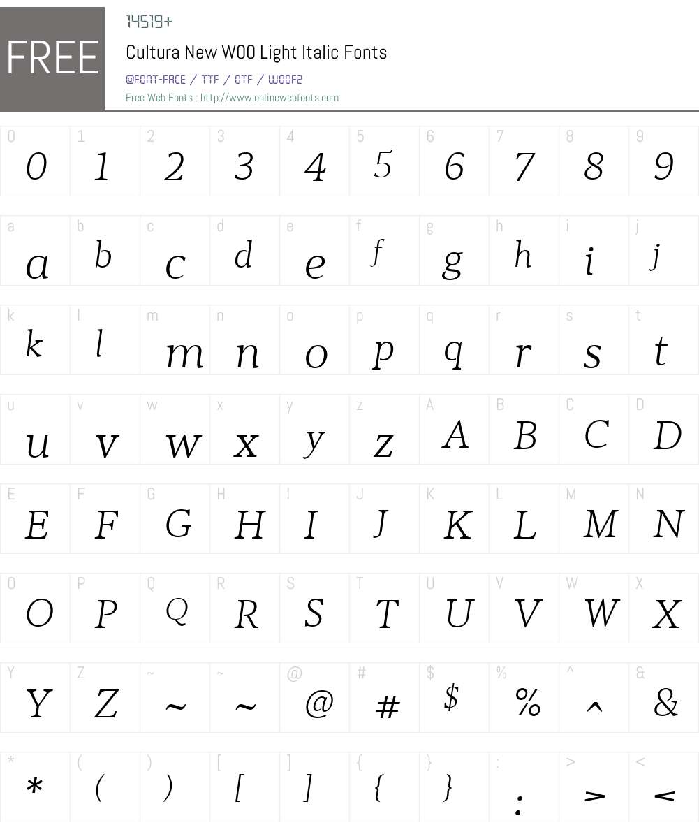 Cultura New Font Screenshots
