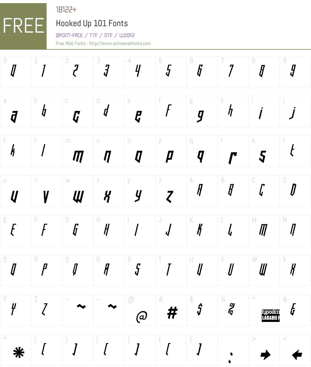 Hooked Up 101 Font Screenshots