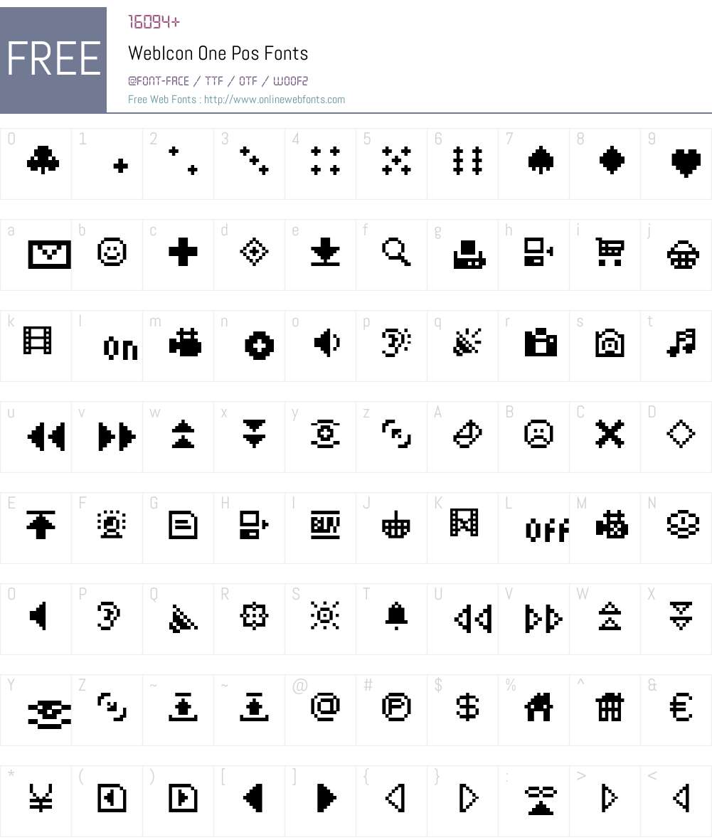WebIcon One Pos Font Screenshots