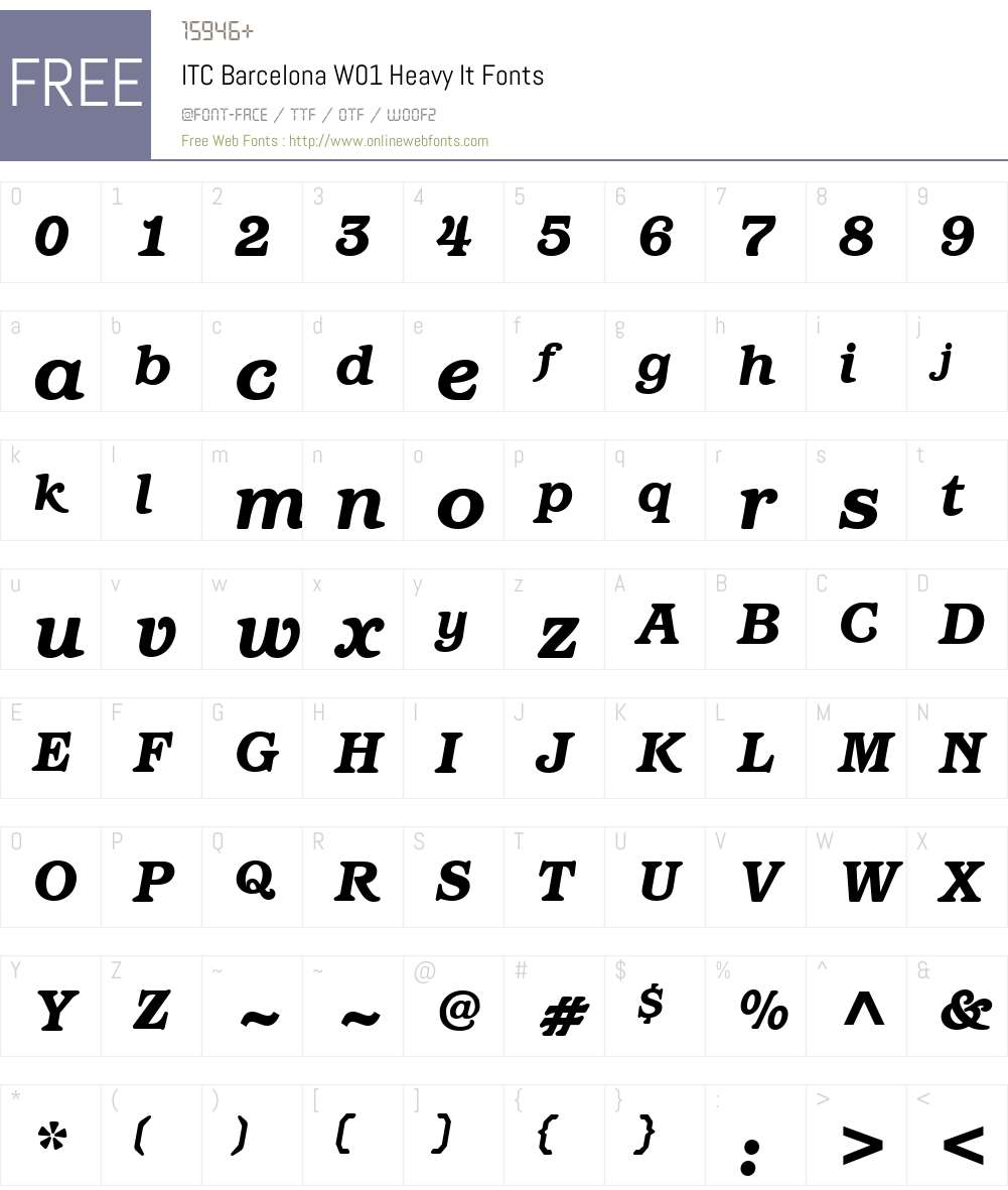 ITCBarcelonaW01-HeavyIt Font Screenshots