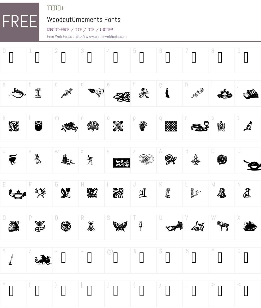 WoodcutOrnaments Font Screenshots