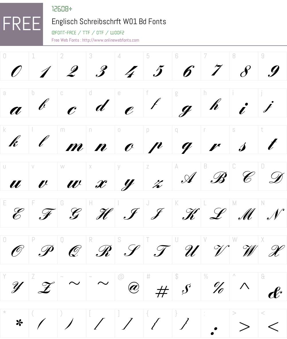 EnglischSchreibschrftW01-Bd Font Screenshots