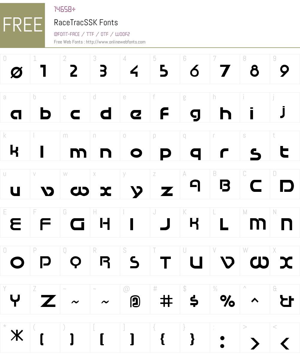 RaceTracSSK Font Screenshots