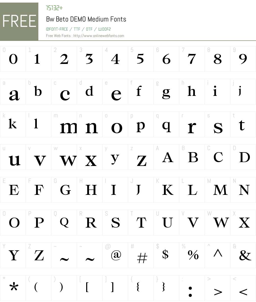 Bw Beto DEMO Medium 1.000;PS 001.000;hotconv 1.0.88;makeotf.lib2.5.